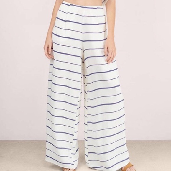 Tobi Pants - TOBI High Rise Wide Leg Striped White Pants: Small Tobi Pants - TOBI High Rise Wide Leg Striped White Pants: Small
